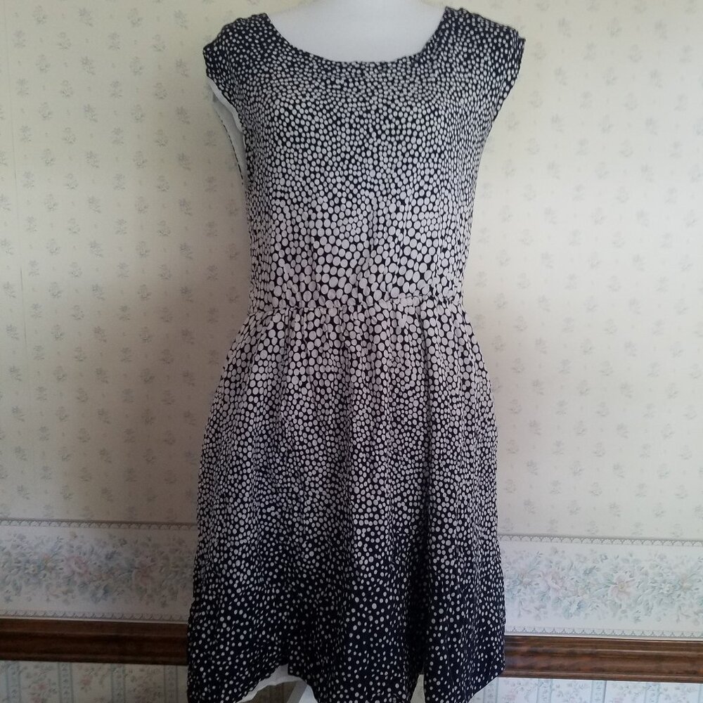 GAP FELICIA POLKA-DOT SLEEVELESS FIT&FLARE DRESS-BLUE/WHITE WOMEN'S MEDIUM